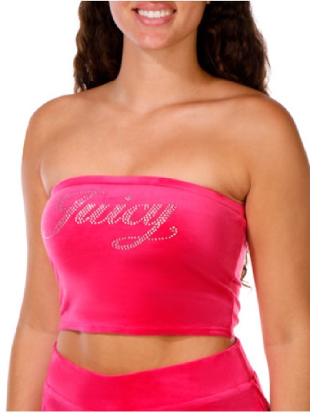 🔥🔥 Juicy Couture x Forever 21 Hot Pink Rhinestone Strapless Tube Top! 🔥🔥